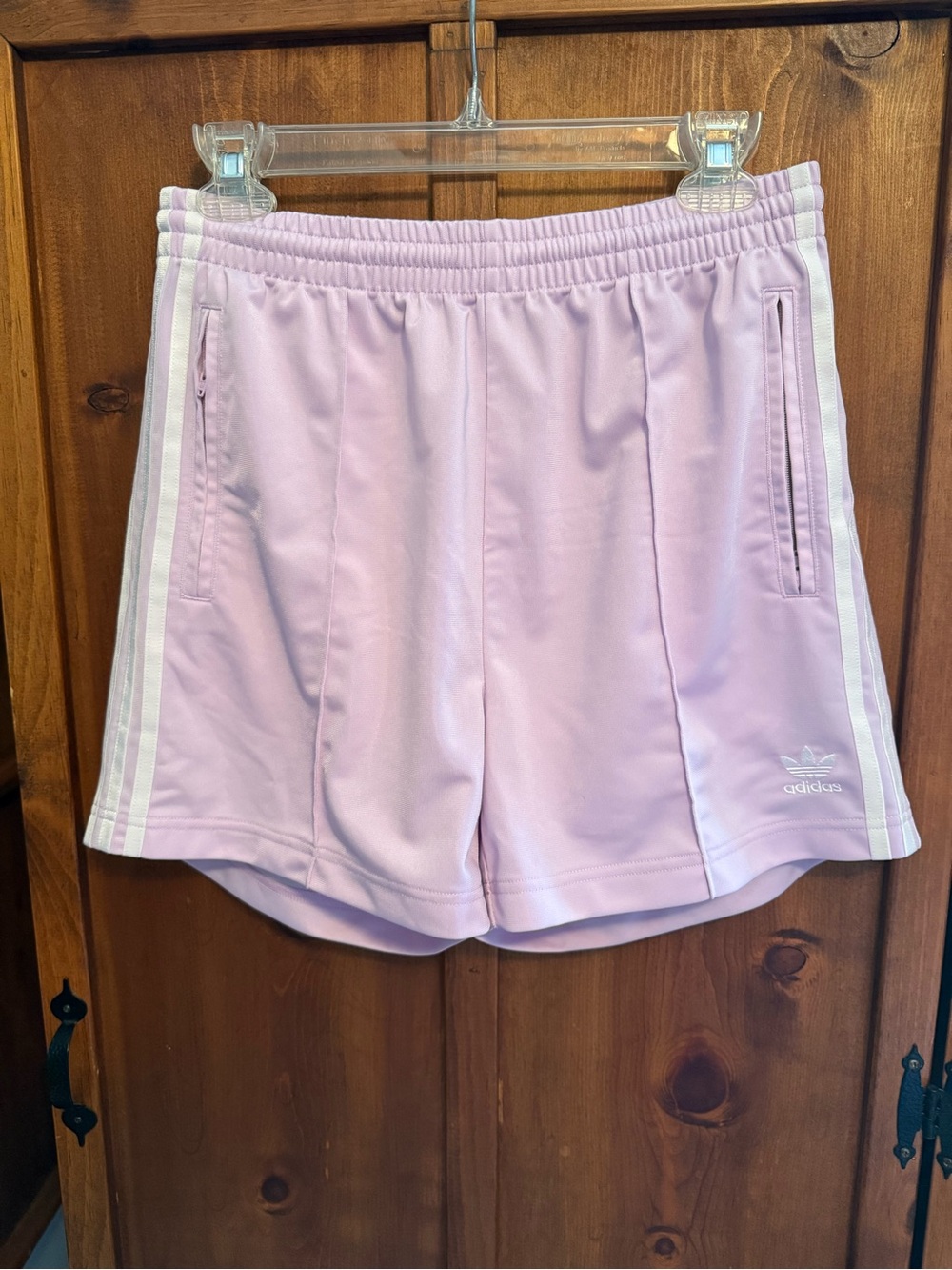 adidas Firebird Athletic Shorts Light Orchid with White Stripes